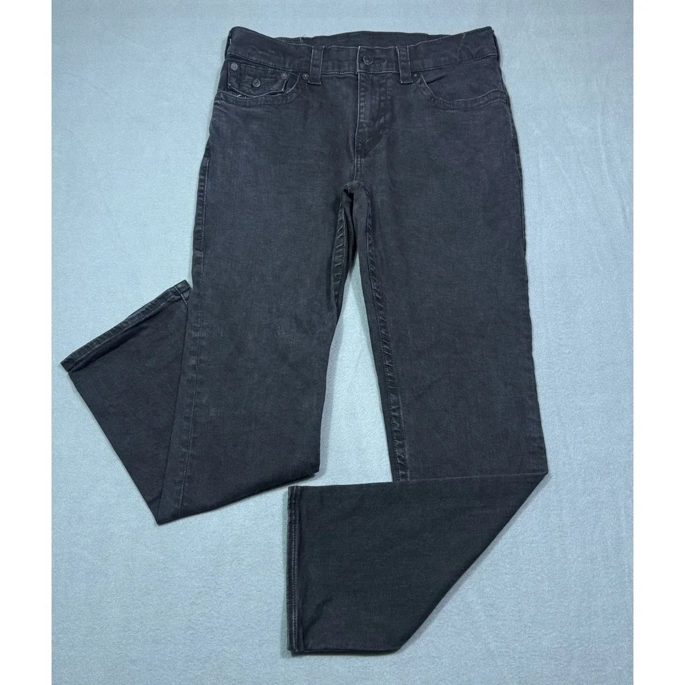 True Religion Jeans Mens 33x31 Ricky Relaxed Straight World Tour Black
